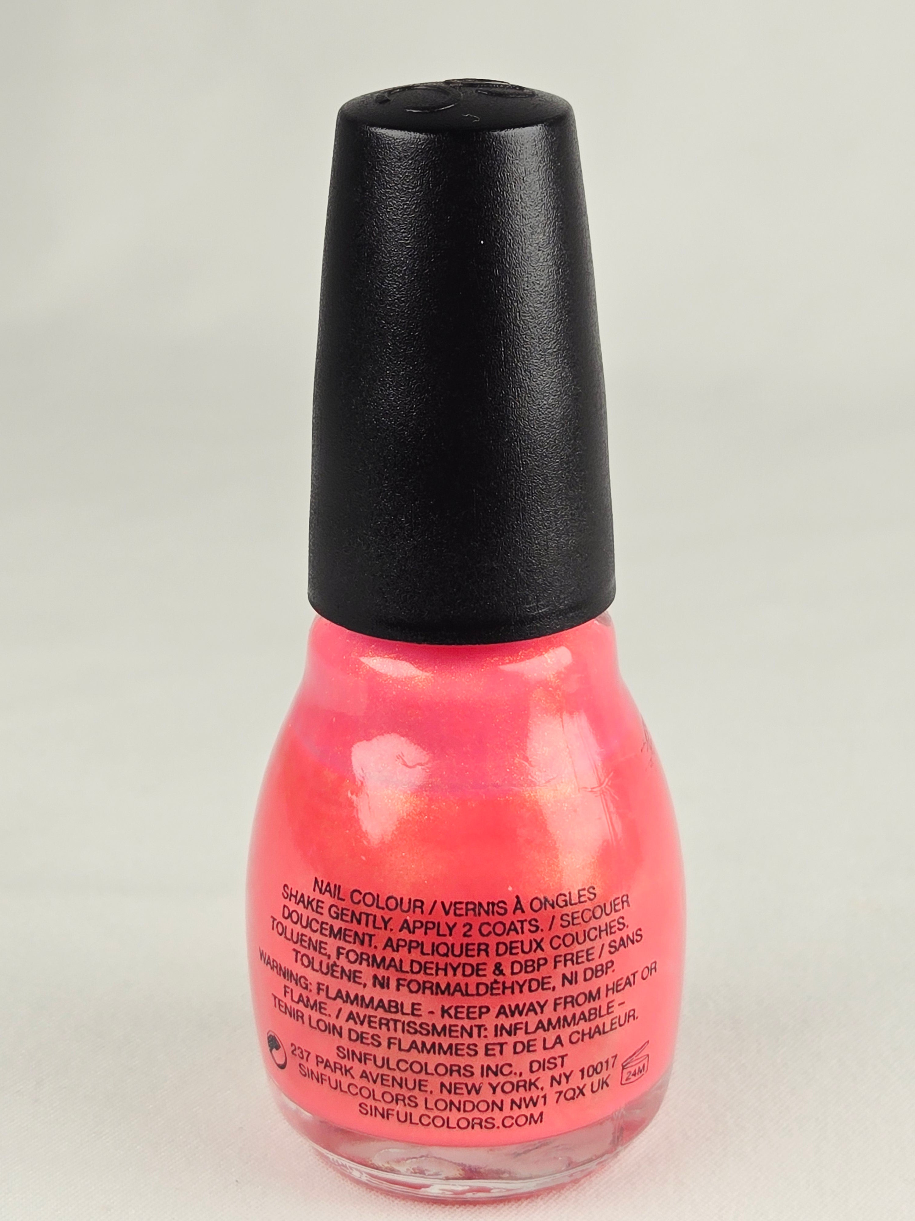 SinfulColors Cream Pink 152 Nail Polish – Coral Pink with Gold Shimmer, Full Size 0.5 oz