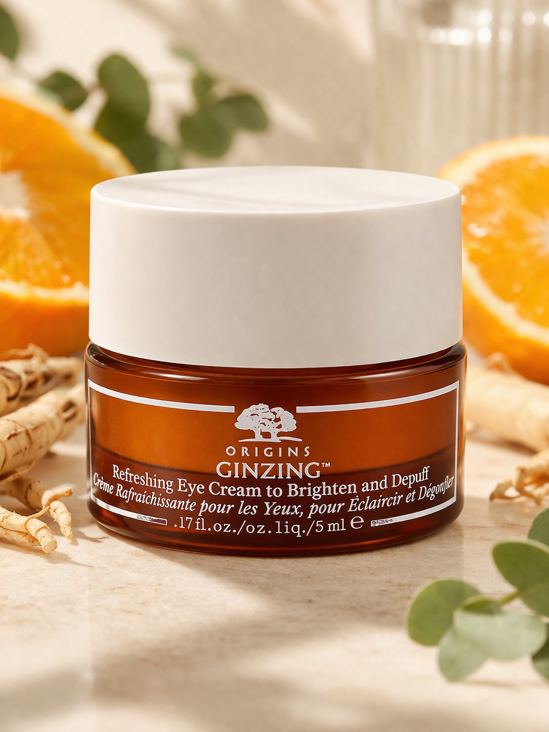 Origins GinZing Refreshing Eye Cream to Brighten & Depuff 5ml Mini – Vitamin C + Ginseng Energizing Eye Treatment