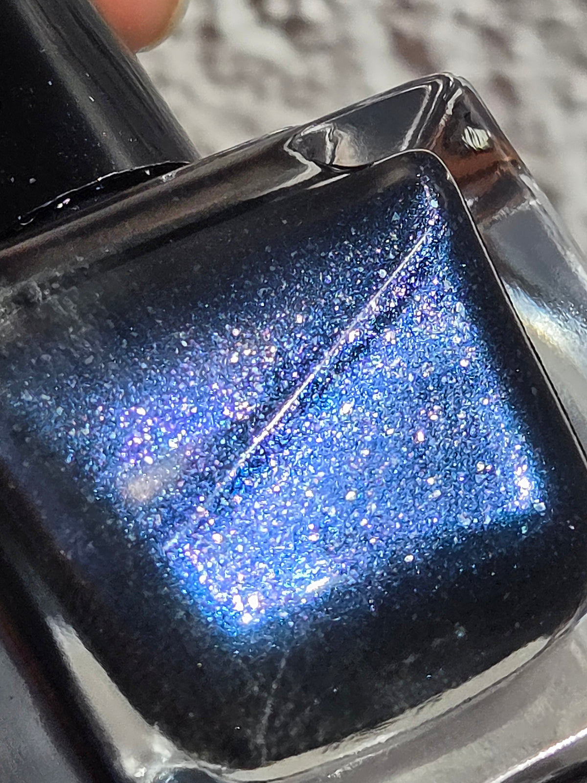 Black Ice Bloom – Handmade Indie Nail Polish, Blackened Blue Shimmer Lacquer with Icy Sparkle, Liquid Krystal Co