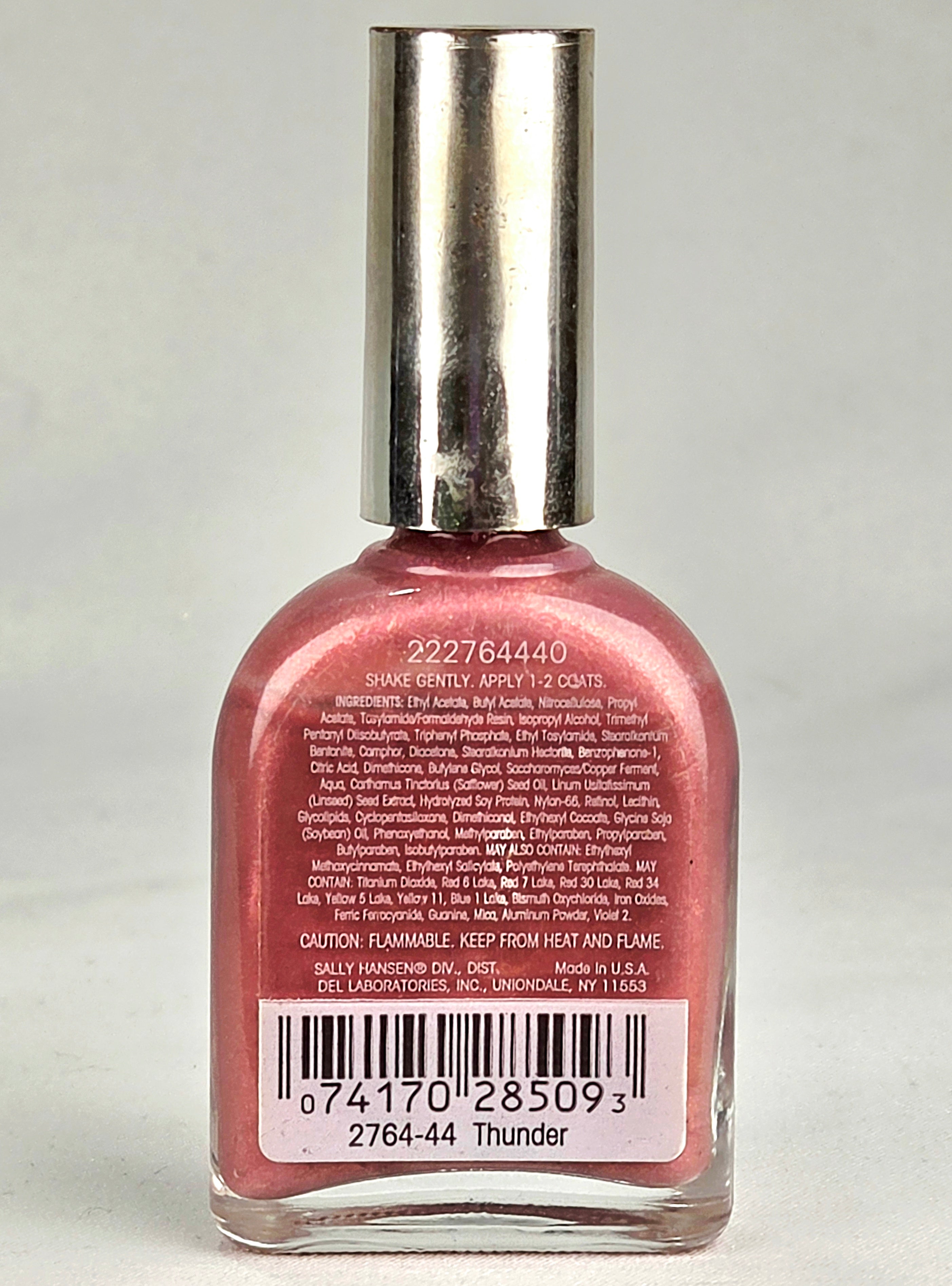 Sally Hansen Advanced Hard As Nails Thunder 2764-44 Pink Shimmer Nail Polish Collectible