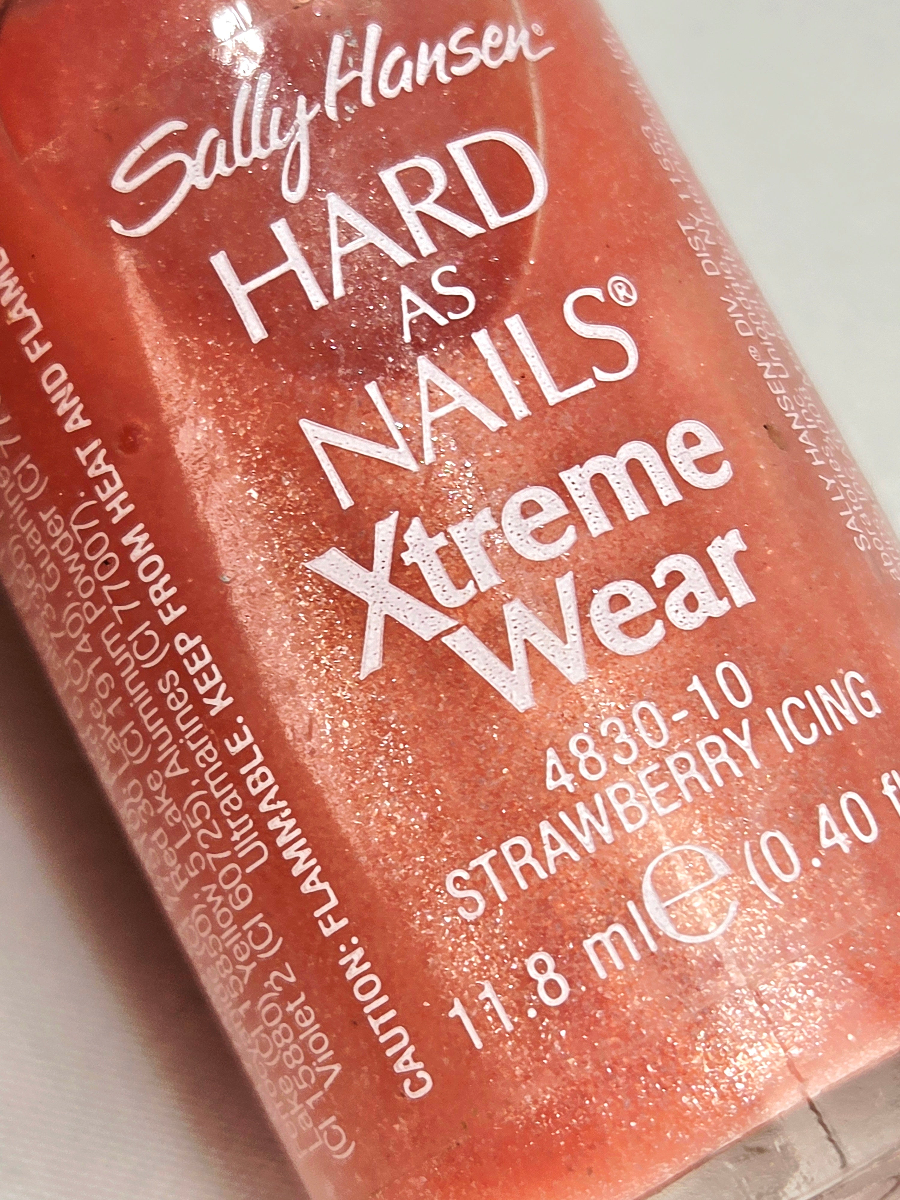 Sally Hansen Hard As Nails Xtreme Wear Strawberry Icing #10 | Discontinued Pink Shimmer Nail Polish | 11.8 mL Collectible