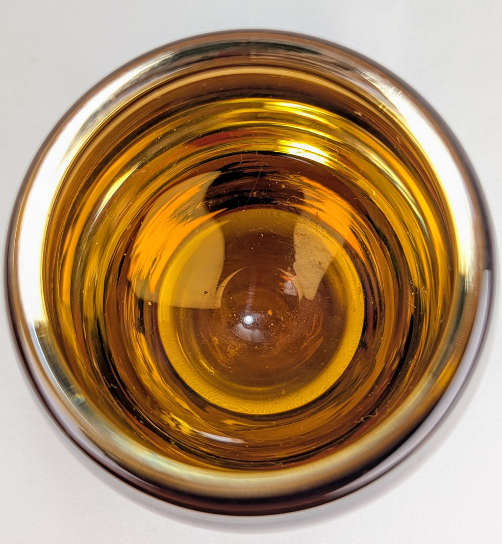 Amber Scandinavian Art Glass Vase Heavy Clear & Honey Glass Modern Decor