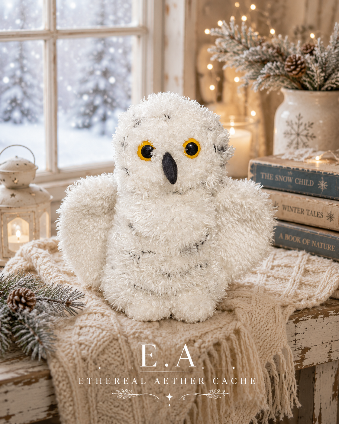 Douglas Snowy Owl Plush Stuffed Animal White Owl Cuddle Toy Yellow Eyes Soft