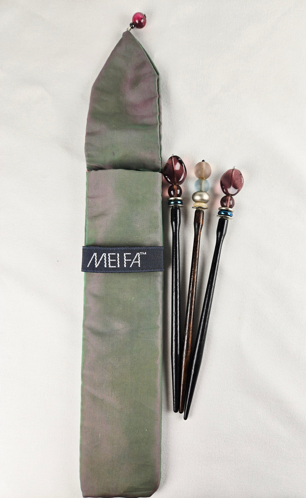 MEI FA Hairstyx - Vintage-Inspired Beaded Hair Sticks Set (3-Piece with Pouch)