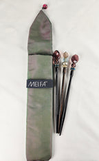 MEI FA Hairstyx - Vintage-Inspired Beaded Hair Sticks Set (3-Piece with Pouch)