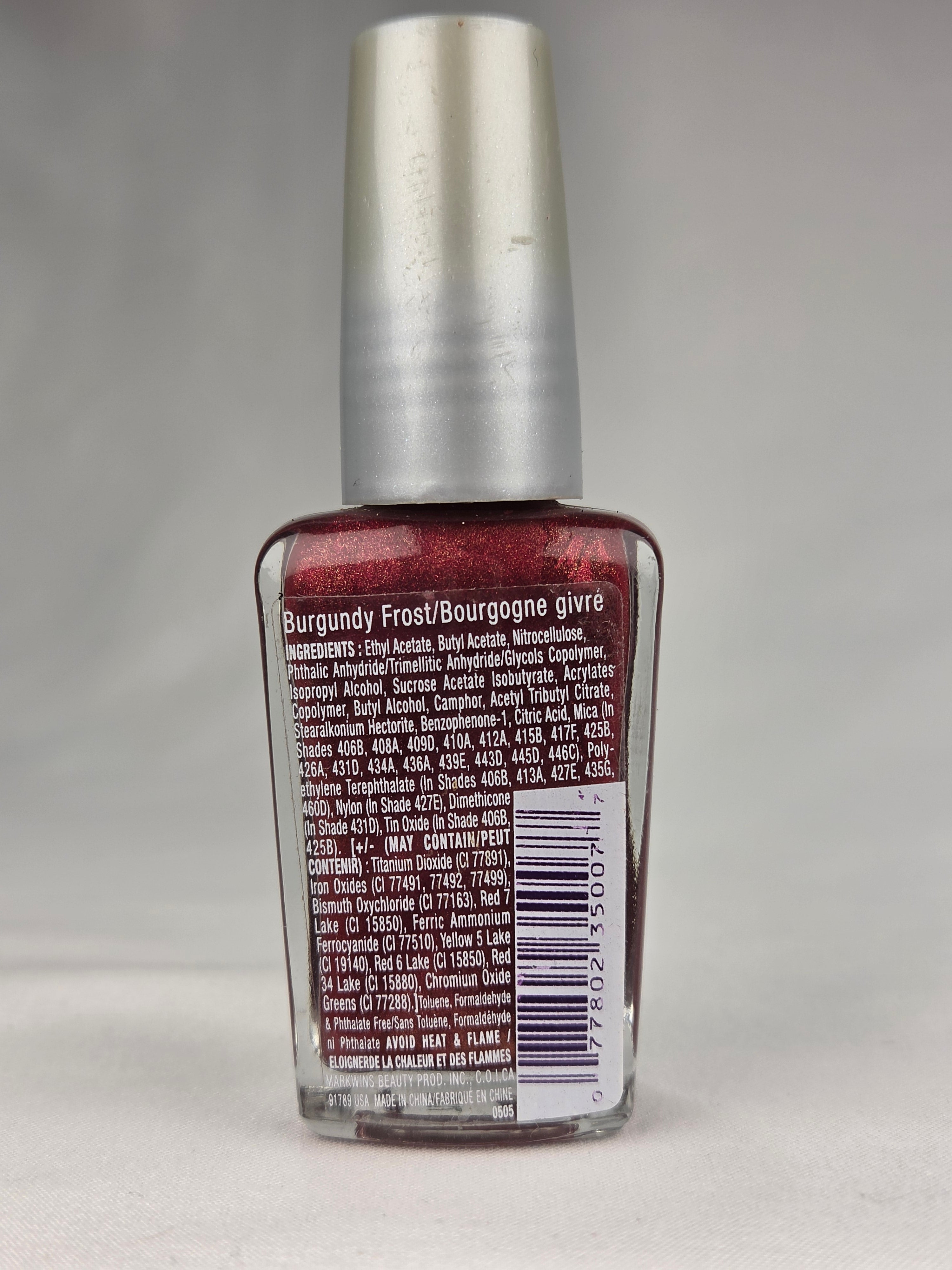 Wet n Wild Wild Shine Burgundy Frost Nail Polish 90s Vintage Burgundy Shimmer Collectible