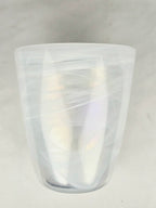 Iridescent Frosted Glass Vase – Swirl Pattern Opalescent Small Decorative Vessel