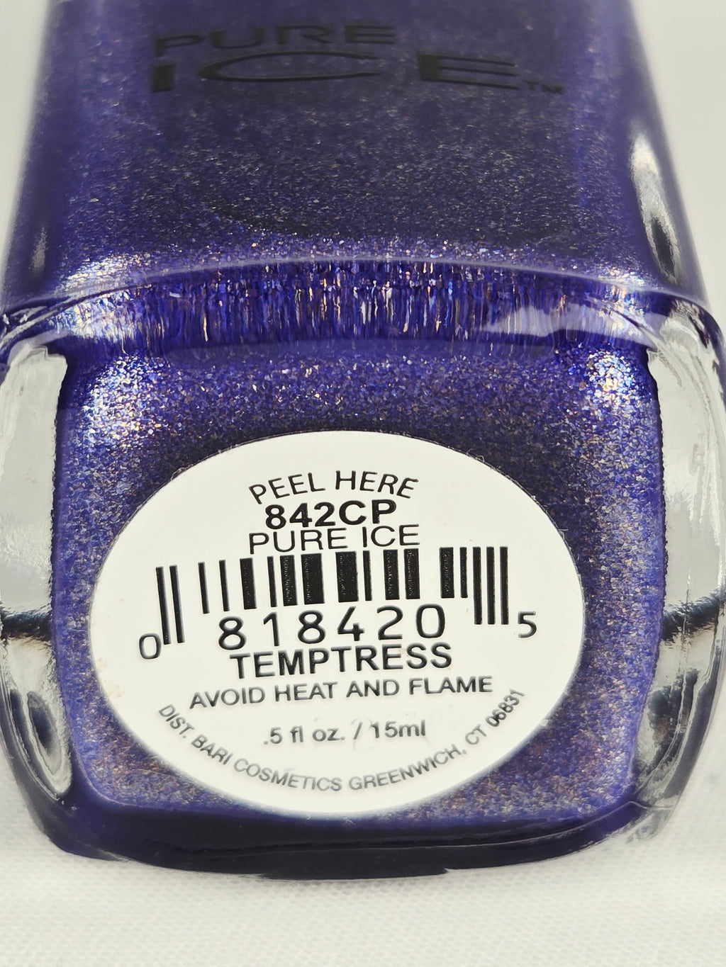 Pure Ice Temptress Nail Polish 842CP – Deep Violet Indigo Shimmer Gold Glitter