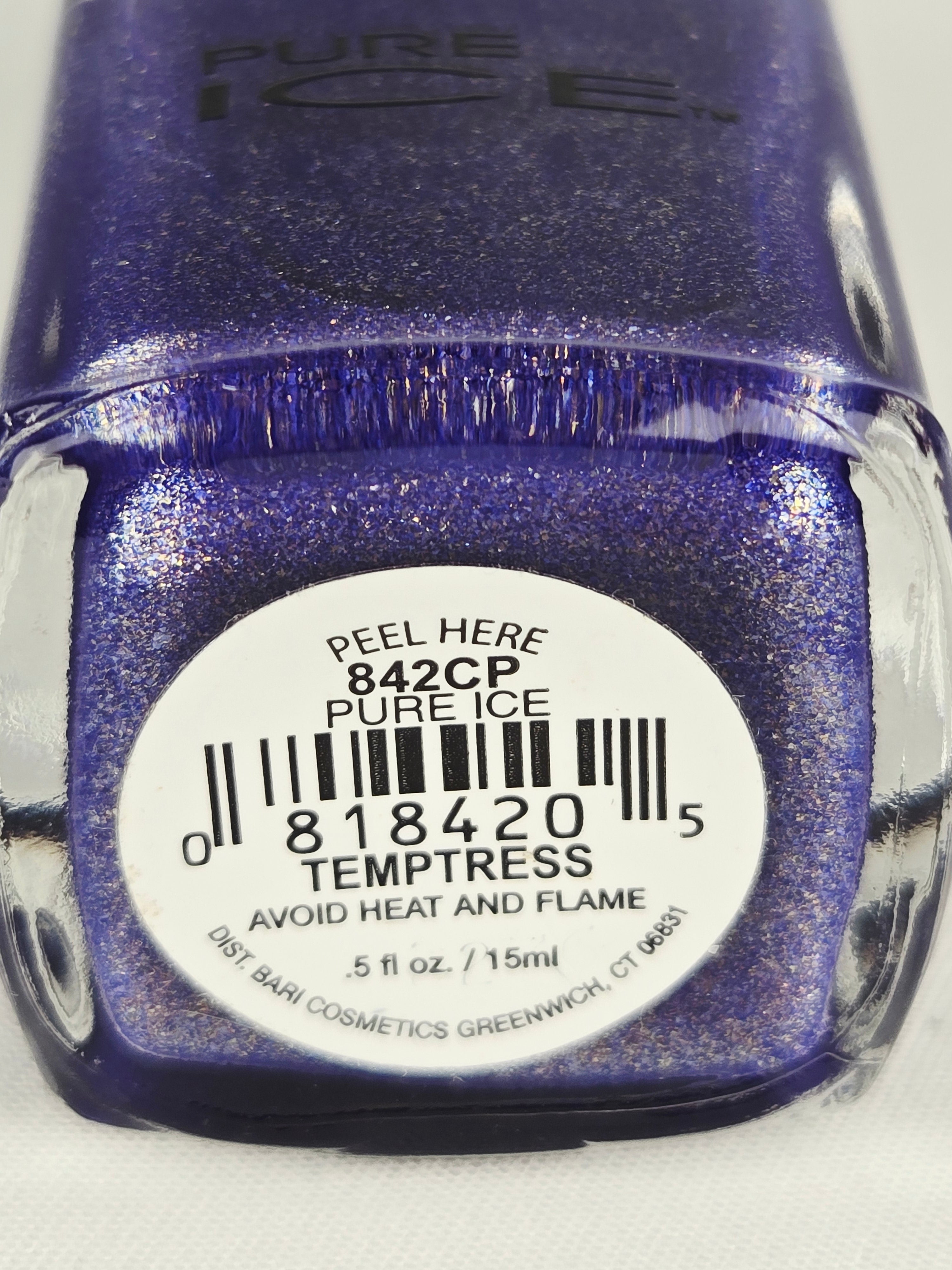 Pure Ice Temptress Nail Polish 842CP – Deep Violet Indigo Shimmer Gold Glitter