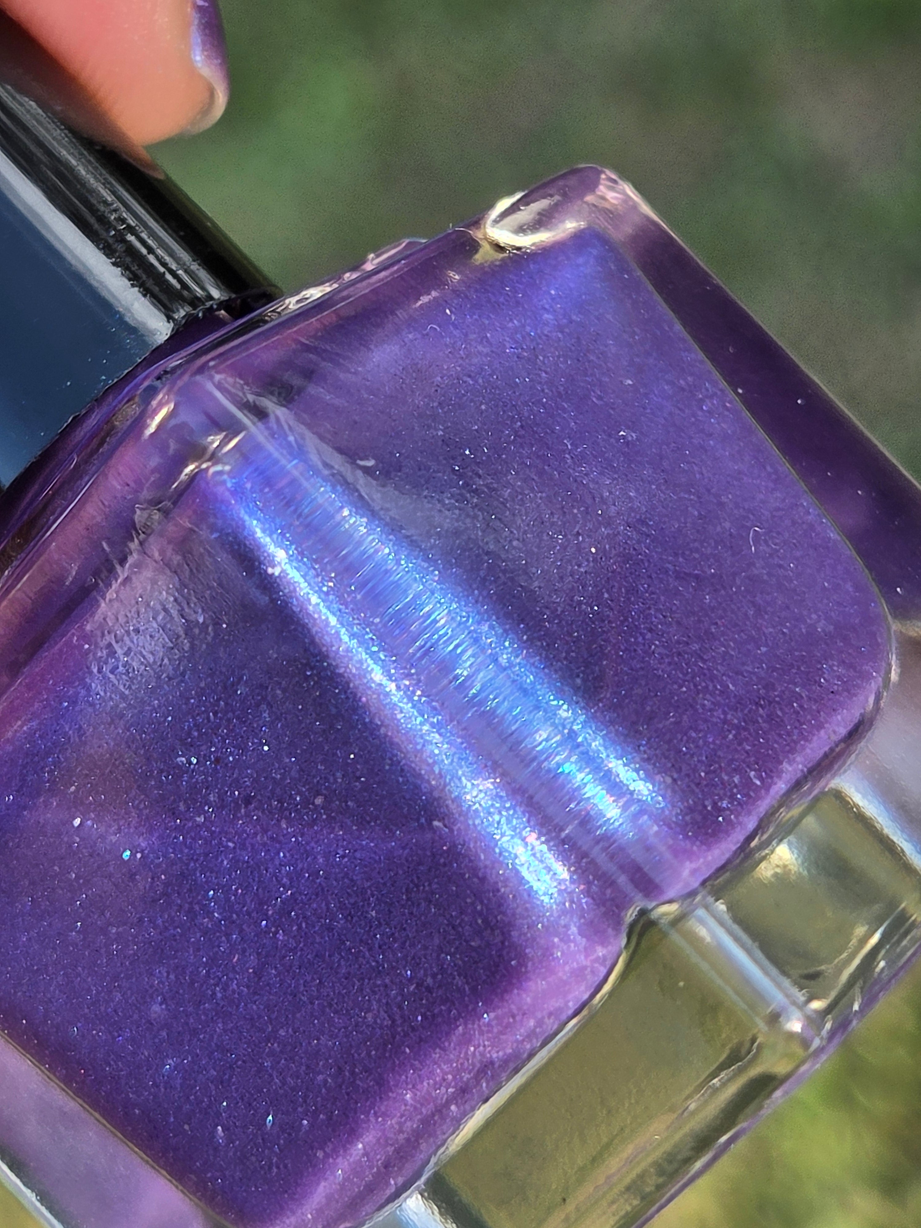 Starlit Wisteria – Purple Blue Shimmer Nail Polish with Silver Micro Flake | Color-Shifting Indie Nail Lacquer | Handmade Iridescent Violet Polish - Prototype