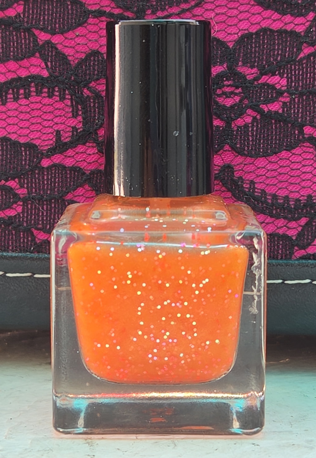 Mandarin Mirage Nail Polish – Sheer Orange Jelly with Iridescent Shimmer & Sunset Glitter | Liquid Krystal Co. Prototype