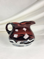 Vintage Farber Bros Krome-Kraft Amethyst Glass Creamer Sugar Bowl & Chrome Tray
