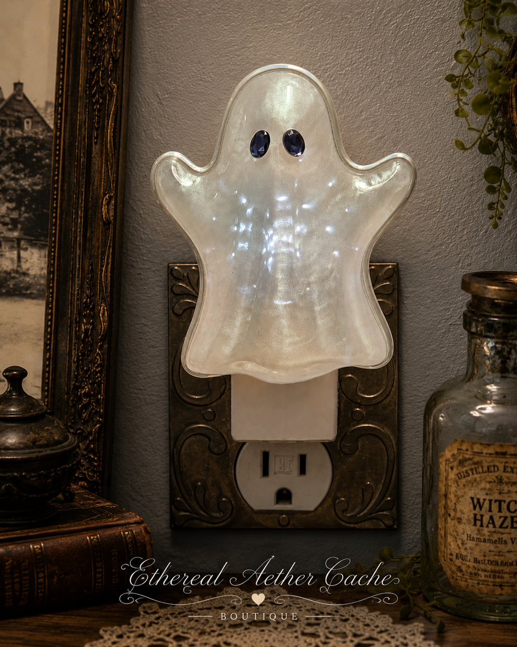 Bath & Body Works Pearlescent Ghost Wallflower Fragrance Plug Night Light Iridescent Halloween Decor