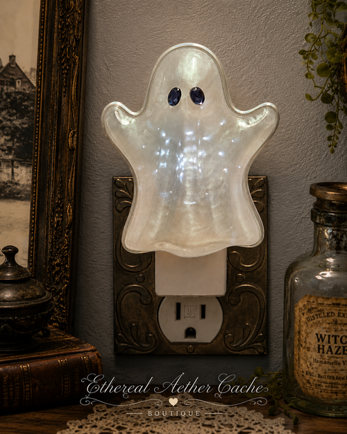 Bath & Body Works Pearlescent Ghost Wallflower Fragrance Plug Night Light Iridescent Halloween Decor