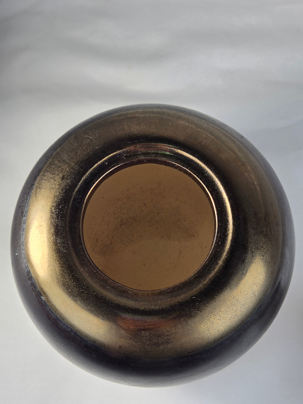 Crackle Glaze Ceramic Vessel with Removable Metal Insert Firepot