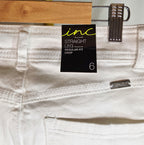 INC International Concepts White Embroidered Cuff Straight Leg Crop Jeans — NWT Size 6