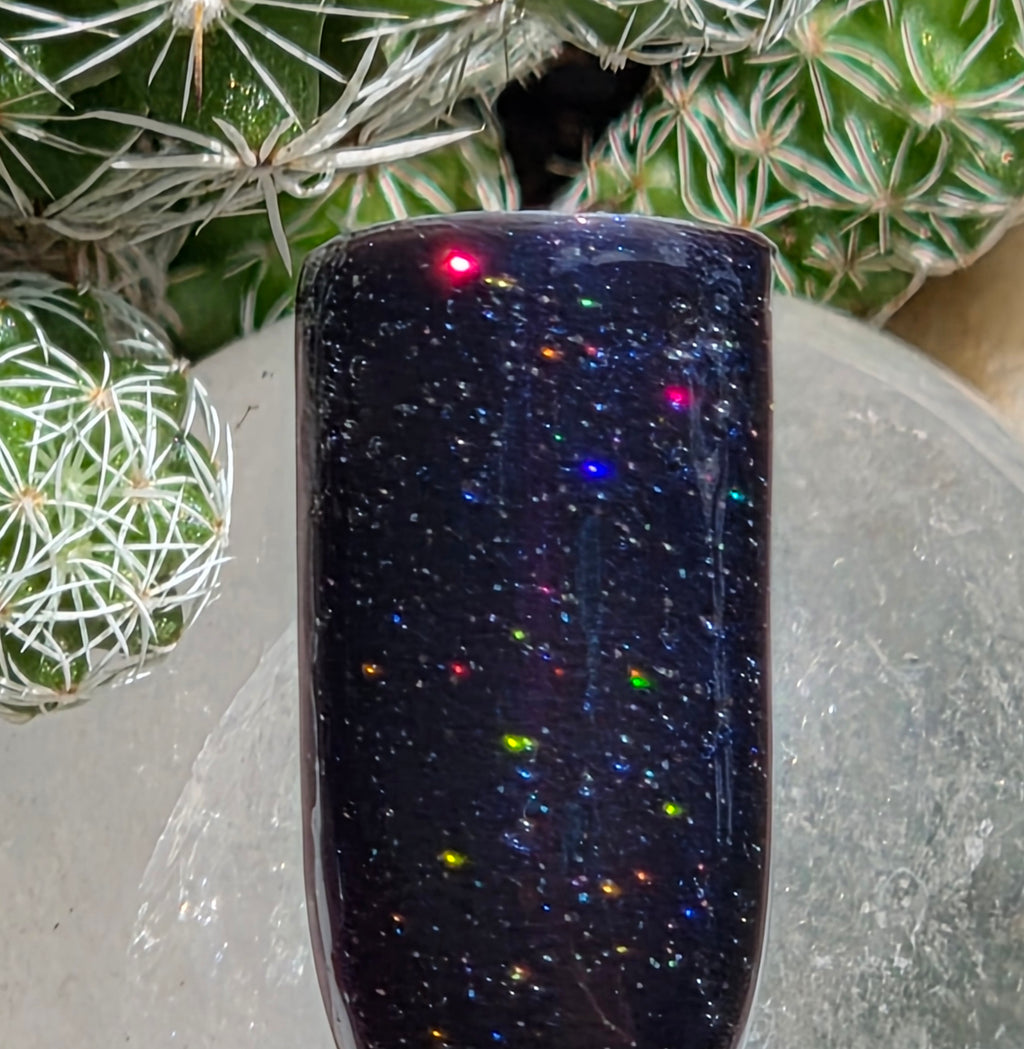 Liquid Krystal Co. Galactic Abyss – One-of-a-Kind Prototype GA001 | Inky Purple Nail Lacquer with Electric Blue Sheen Holo Shimmer | Handmade Collectible Prototype | 15 mL