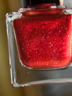Velvet Noel — Ruby Red Shimmer Nail Polish with Silver Hex Glitter | Christmas Holiday Indie Lacquer | Liquid Krystal Co.