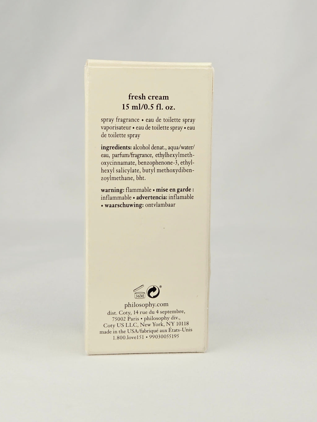 Philosophy Fresh Cream Eau de Toilette Spray 15 ml / 0.5 oz – Warm Vanilla Cream Fragrance