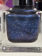 Black Ice Bloom – Handmade Indie Nail Polish, Blackened Blue Shimmer Lacquer with Icy Sparkle, Liquid Krystal Co