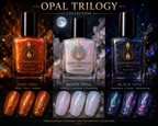 Prototype 2027 – NOT FOR SALE | Opal Trilogy Collection | Fire Opal, Moon Opal & Black Opal Jelly Flake Nail Polish Set | Liquid Krystal Co.
