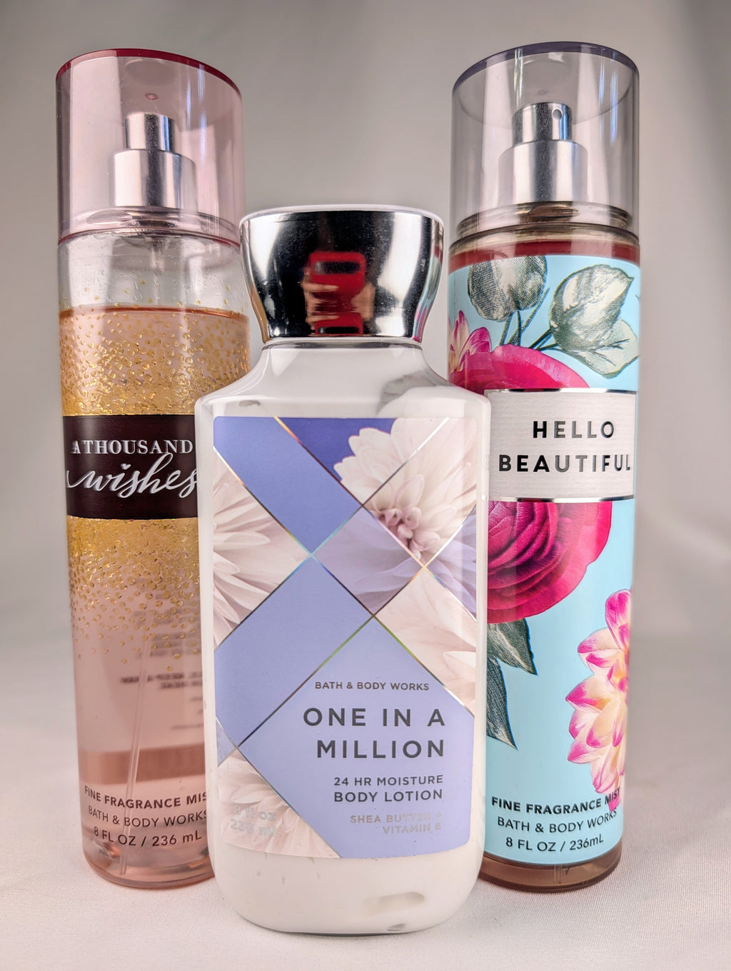 Bath & Body Works Spring Bouquet Glow Layering Combo Set | One In A Million Lotion + Hello Beautiful + A Thousand Wishes Mist