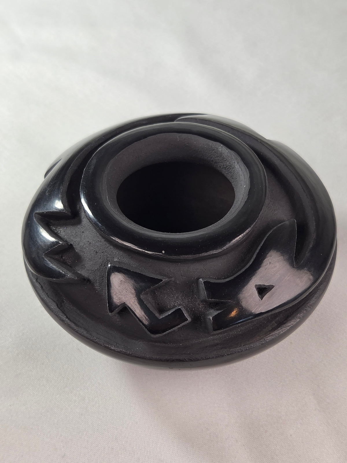 Johanna Herrera & Anthony Baca Santa Clara Pueblo Blackware Pottery 3.25" Signed