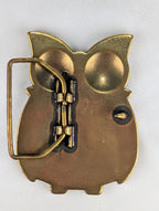 Vintage Brass Tone Owl Belt Buckle Boho Woodland Retro 70s Statement Accessory
