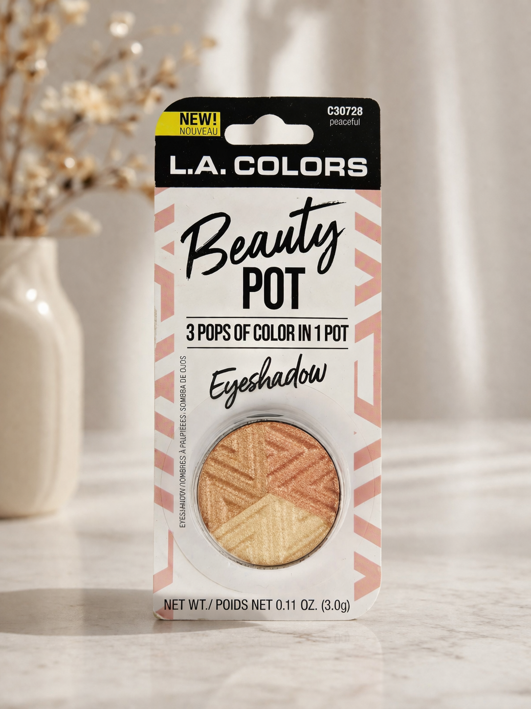 L.A. Colors Beauty Pot Eyeshadow Peaceful C30728 Gold Copper Trio Shimmer Eyeshadow Palette