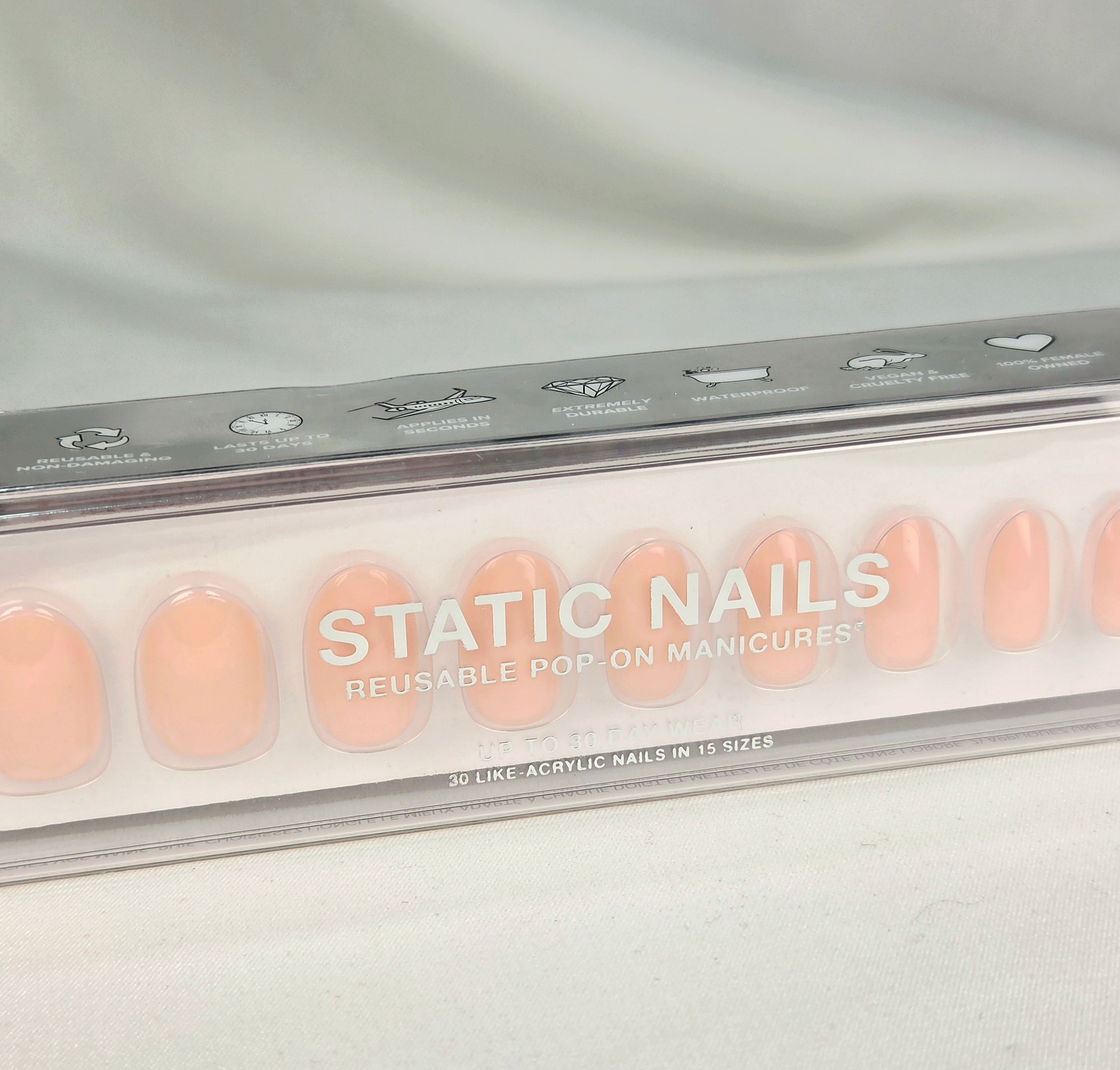 Static Nails Jet Setter Round | Soft Peach Nude Press-On Nails | Reusable Pop-On Manicure | Up to 30 Day Wear