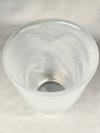 Iridescent Frosted Glass Vase – Swirl Pattern Opalescent Small Decorative Vessel