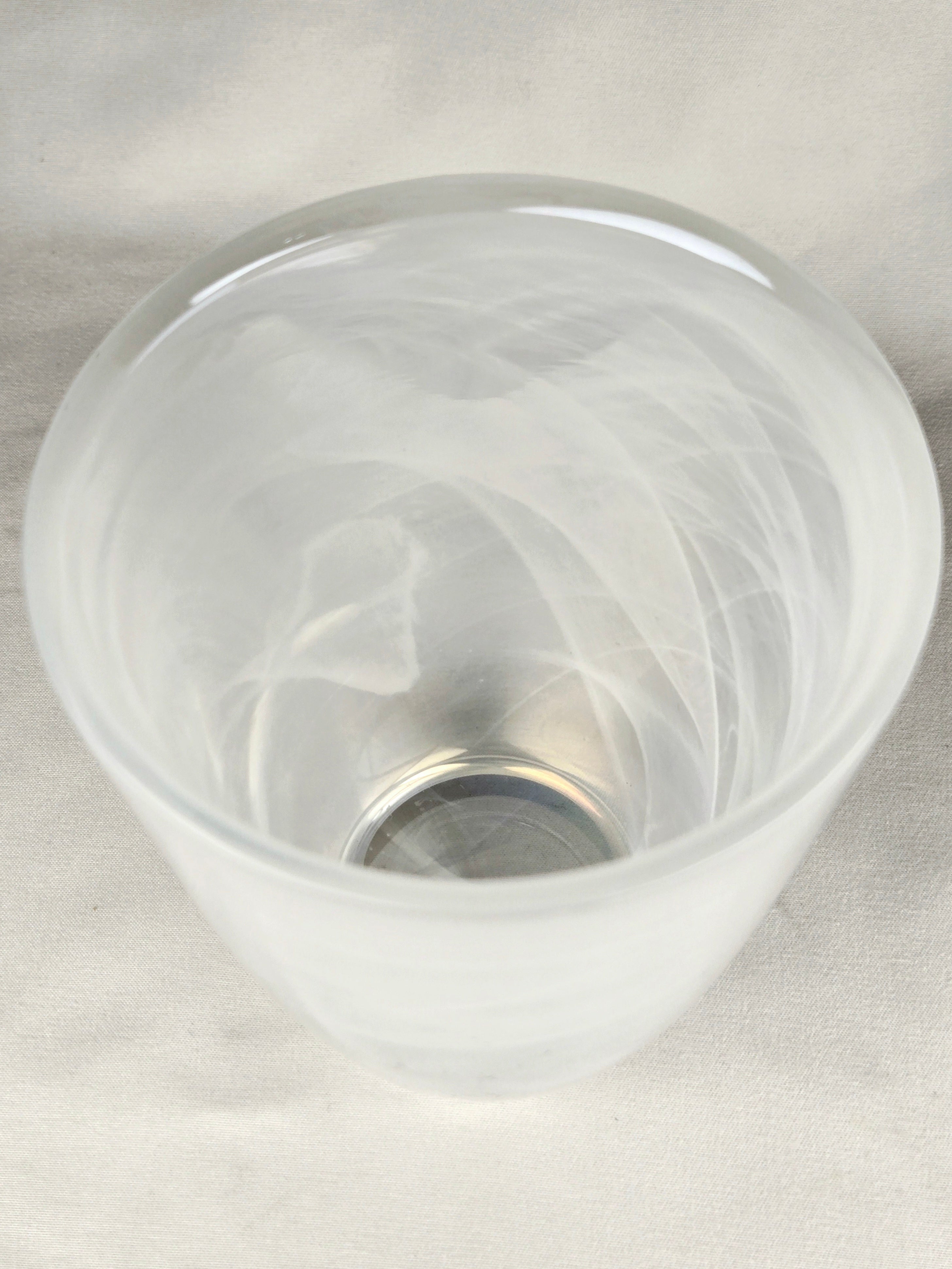 Iridescent Frosted Glass Vase – Swirl Pattern Opalescent Small Decorative Vessel