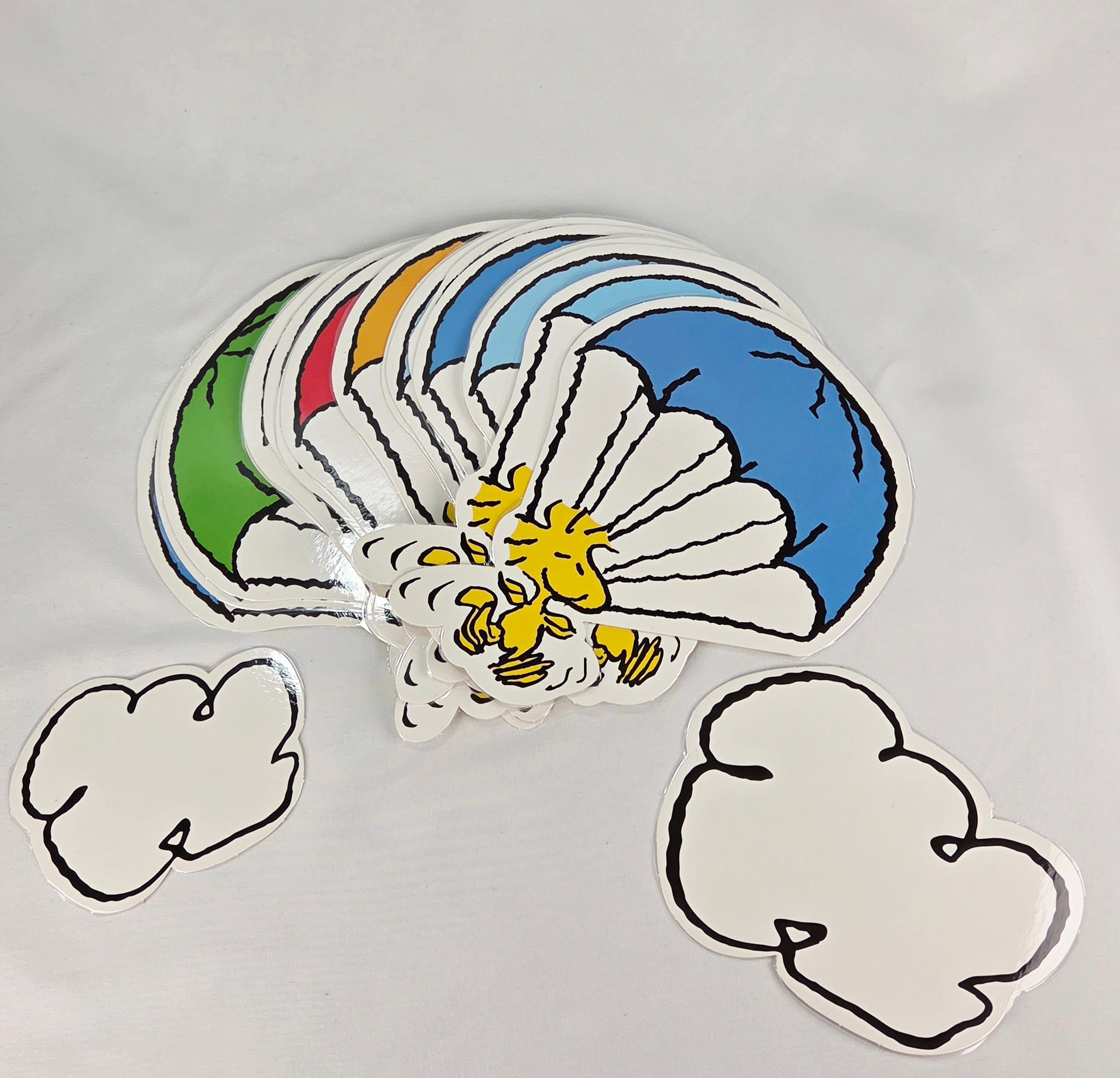 Vintage Peanuts Woodstock Parachute Die Cut Decorations Lot of 20 + 2 Cloud Cutouts