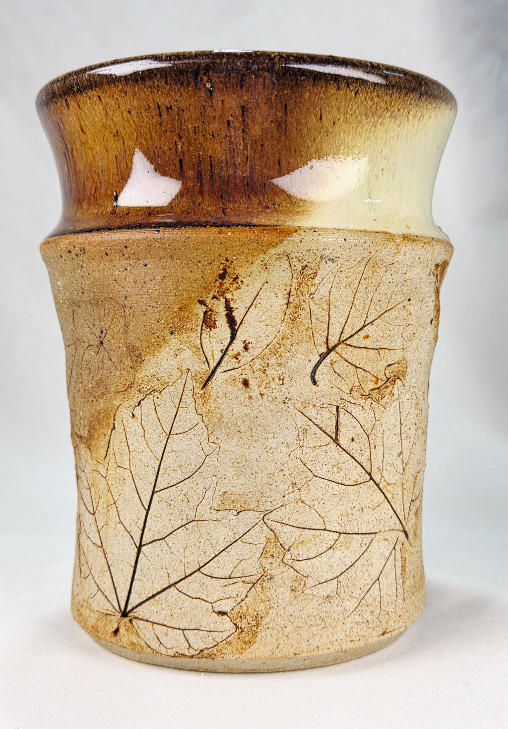 Handcrafted Studio Pottery Botanical Vase | Signed Artisan Stoneware Vase | 6" Rustic Floral Ceramic Home Decor