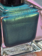 Feu Follet Green Nail Polish with Luminous Chartreuse & Gold Shimmer | Liquid Krystal Co