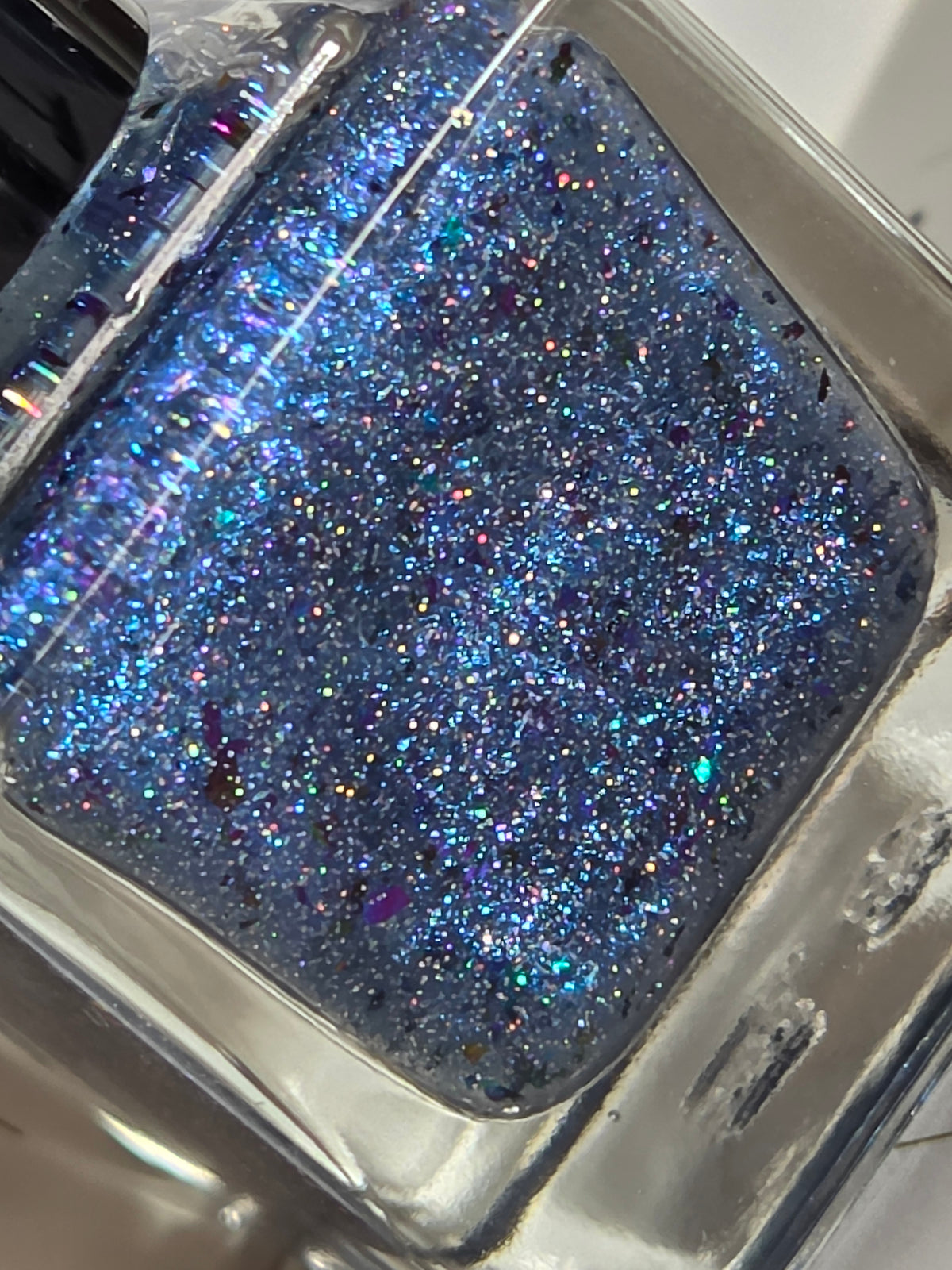 Atlantean Aetherdust— Clear Blue Purple Iridescent Flake Nail Polish Topper with Holographic Sparkle | Liquid Krystal Co.