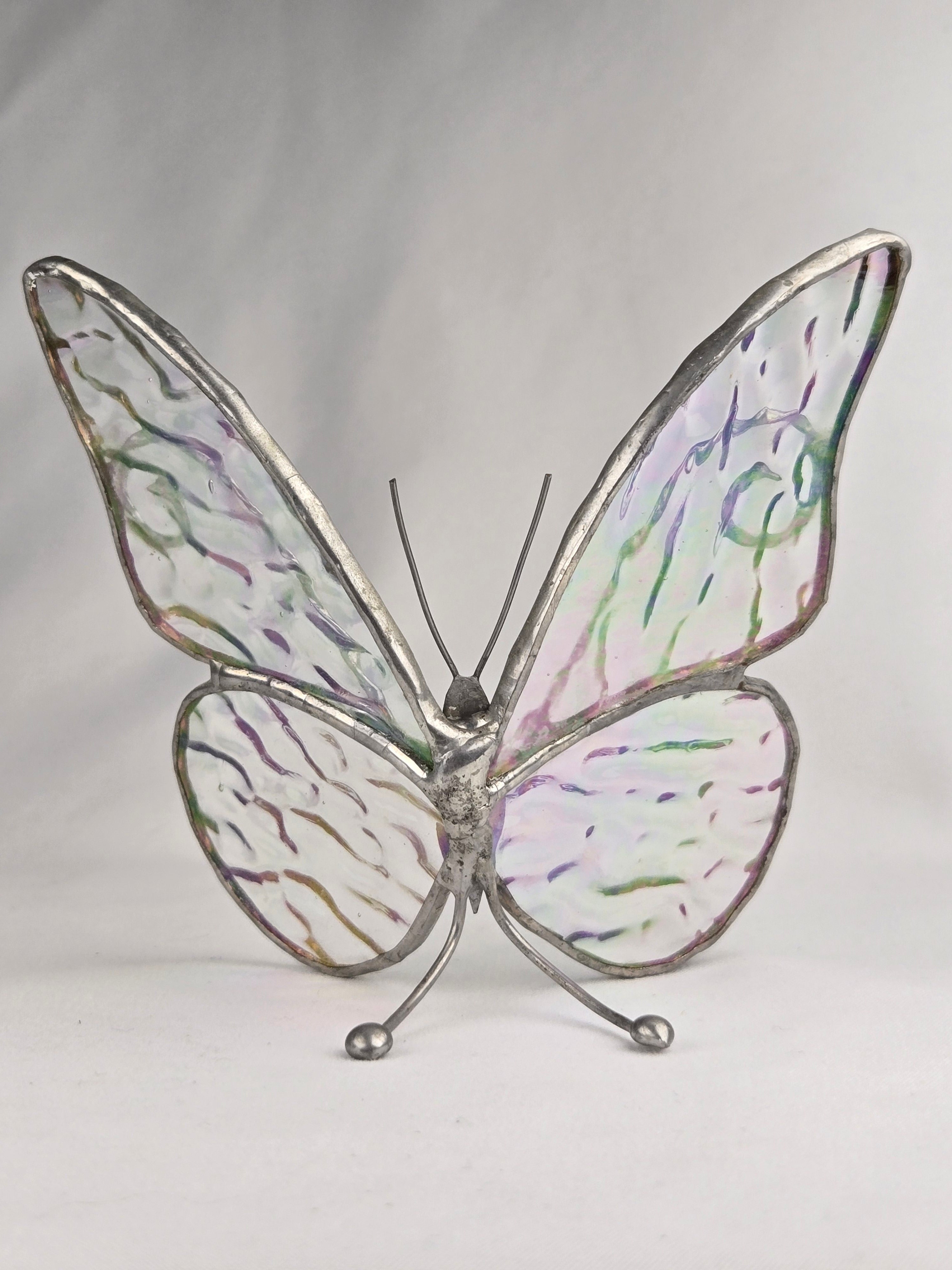 Iridescent Stained Glass Butterfly — Handcrafted Decorative Accent