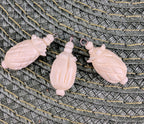 Vintage Hand Carved Pale Peach Stone Pineapple & Seed Pod Pendant Charm Trio Set