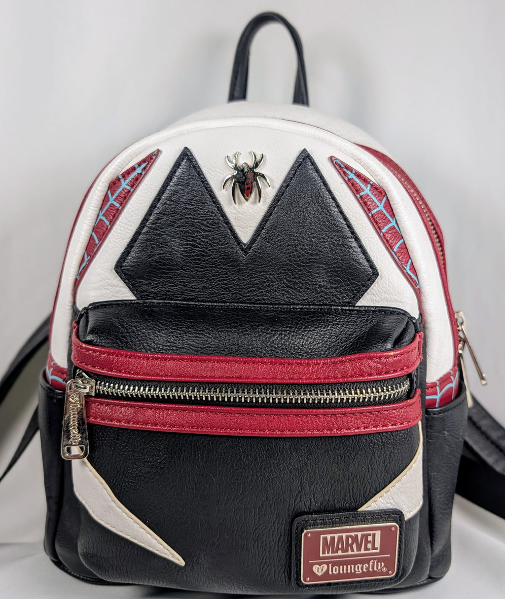 Marvel Loungefly Spider-Gwen Ghost Spider Mini Backpack Red White Black Spider Web Marvel Loungefly Bag