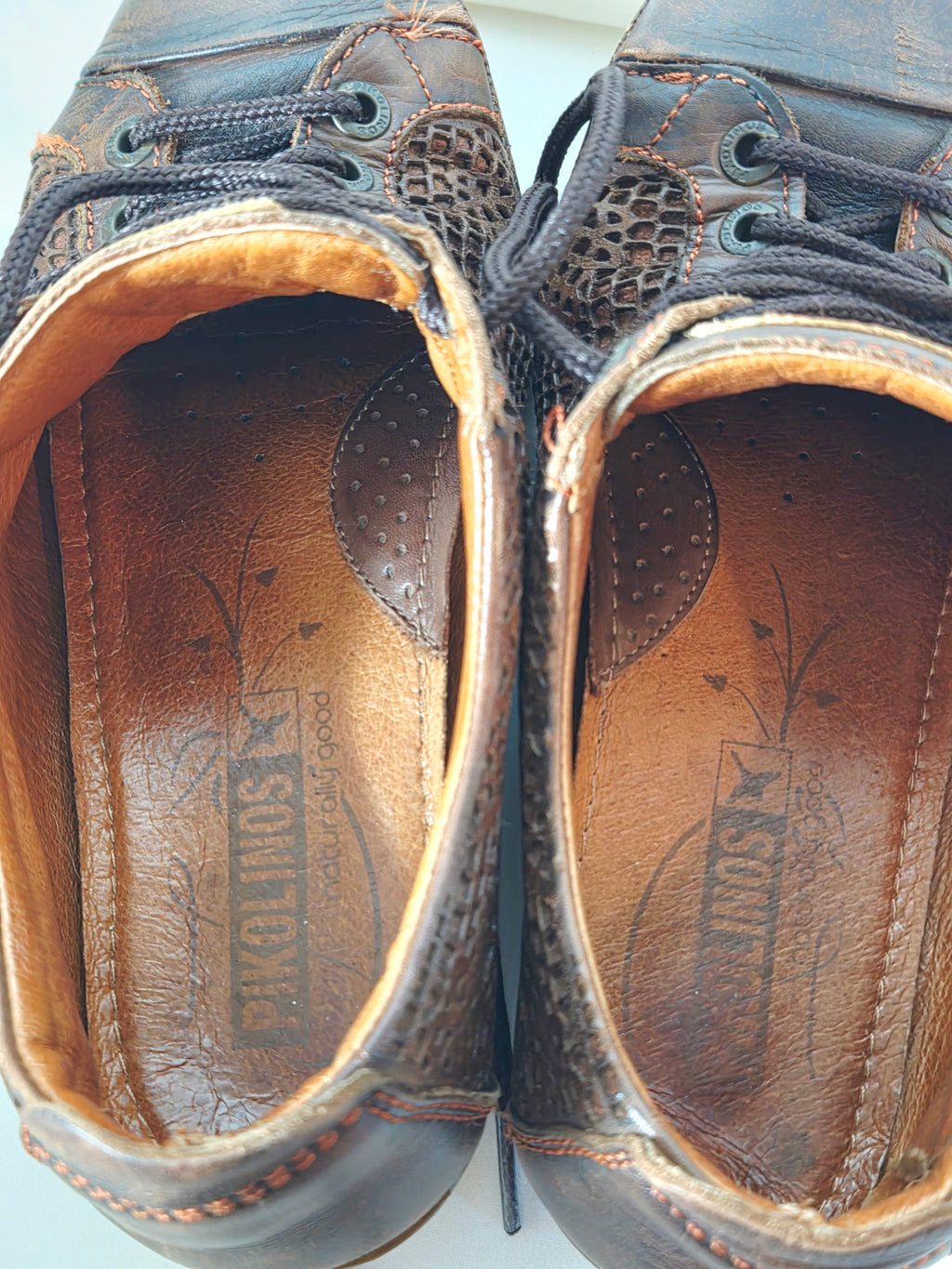 Pikolinos Brown Leather Laser Cut Lace Up Shoes EU 36 Artisan Comfort Oxfords