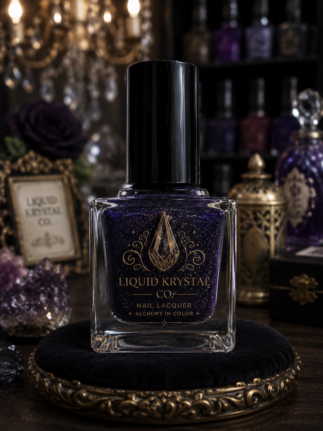 Galactic Abyss- Deep Black Purple Jelly Holographic Shimmer Nail Lacquer with Blue Violet Sheen | Liquid Krystal Co