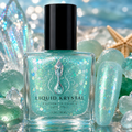Glass of the Sea | Sea Glass Aqua Nail Polish | Iridescent Shimmer & Crystal Flakes | Indie Lacquer | Liquid Krystal Co.