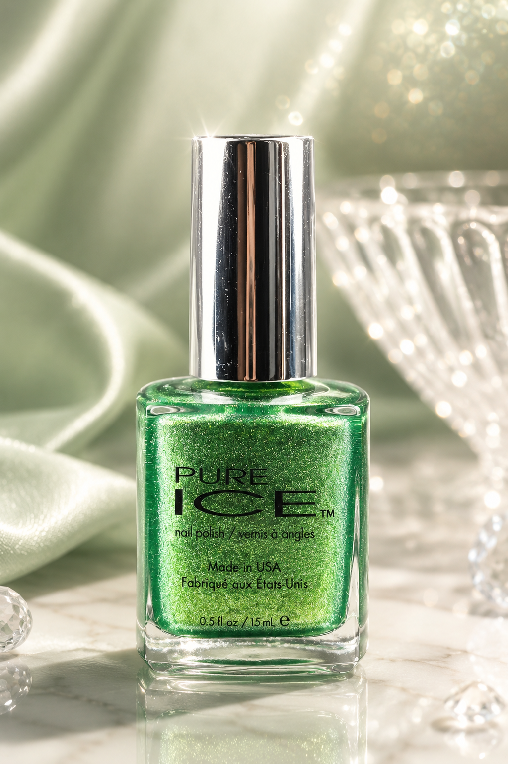 Pure Ice Lucky Charming Nail Polish 1023 Emerald Green Glitter Shimmer Lacquer .5 oz