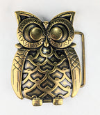 Vintage Brass Tone Owl Belt Buckle Boho Woodland Retro 70s Statement Accessory