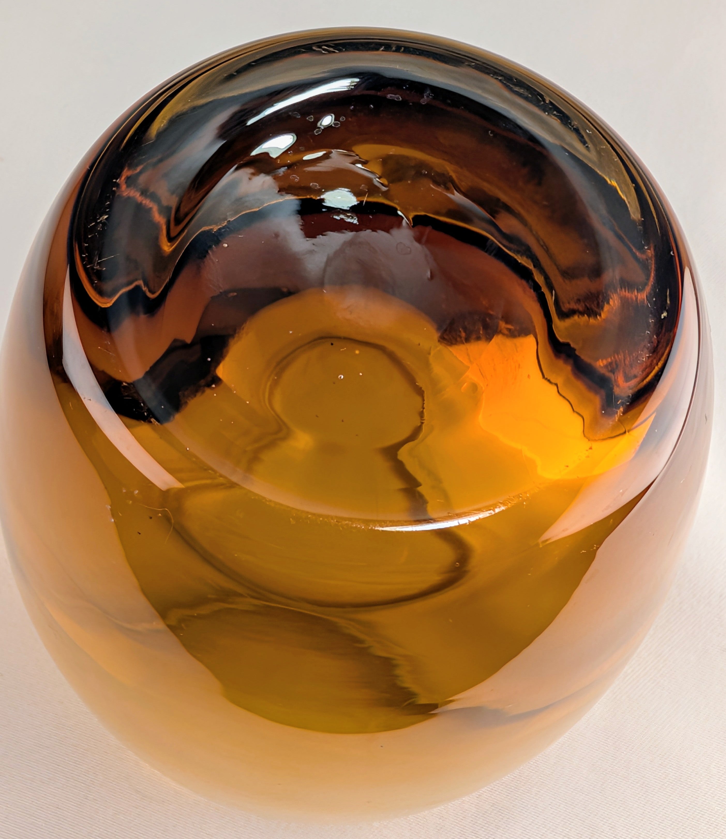Amber Scandinavian Art Glass Vase Heavy Clear & Honey Glass Modern Decor