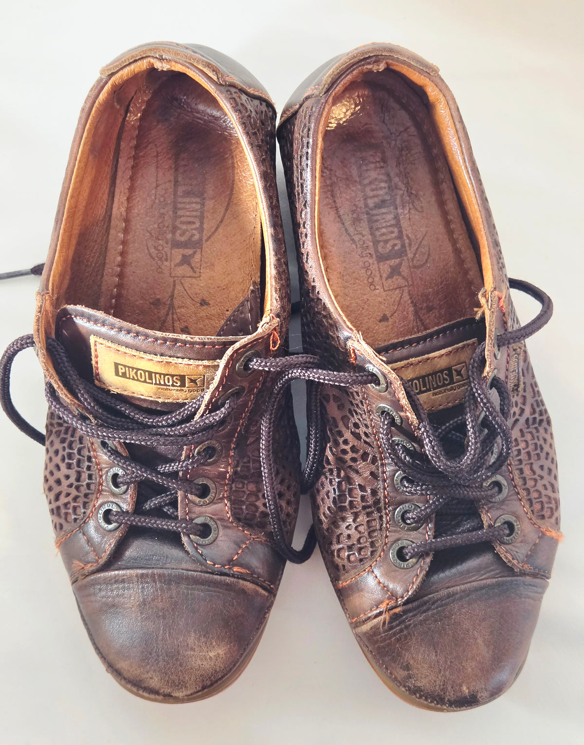 Pikolinos Brown Leather Laser Cut Lace Up Shoes EU 36 Artisan Comfort Oxfords