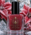 Snowbound Poinsettia Nail Polish | Frosted Crimson Shimmer Lacquer | White Holographic Sparkle | Winter Floral Nail Polish | Liquid Krystal Co.