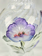 Fenton Hand Blown Hand Painted Lavender Floral Art Glass Pitcher Vase USA Signed Vintage