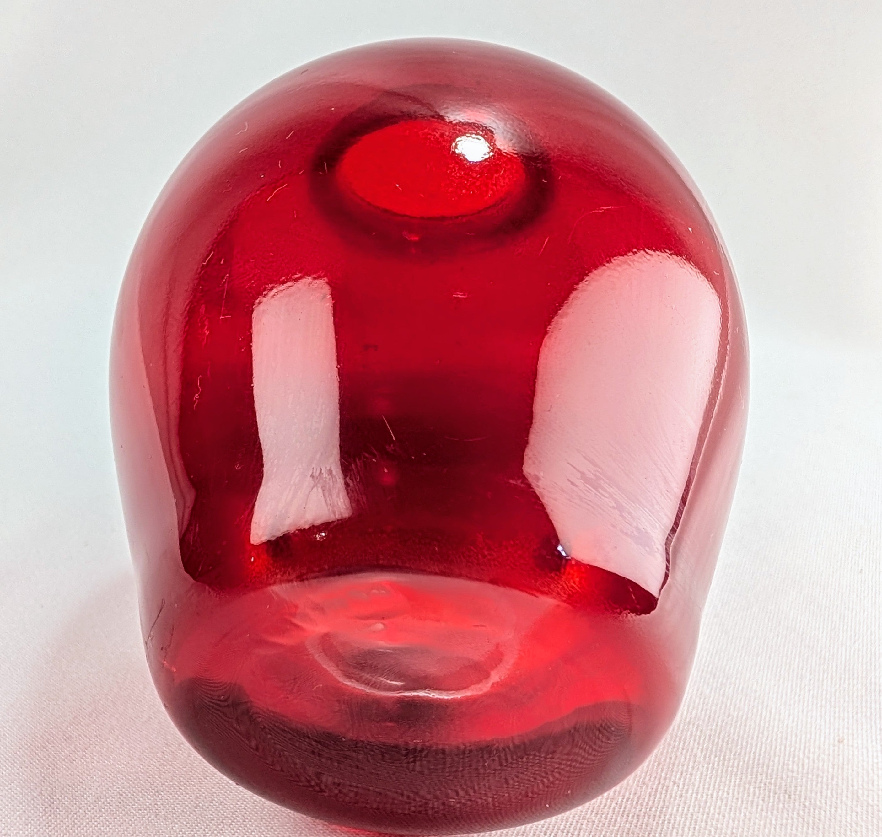 Vintage Ruby Red Art Glass Bud Vase Heavy Blown Glass Cranberry Display