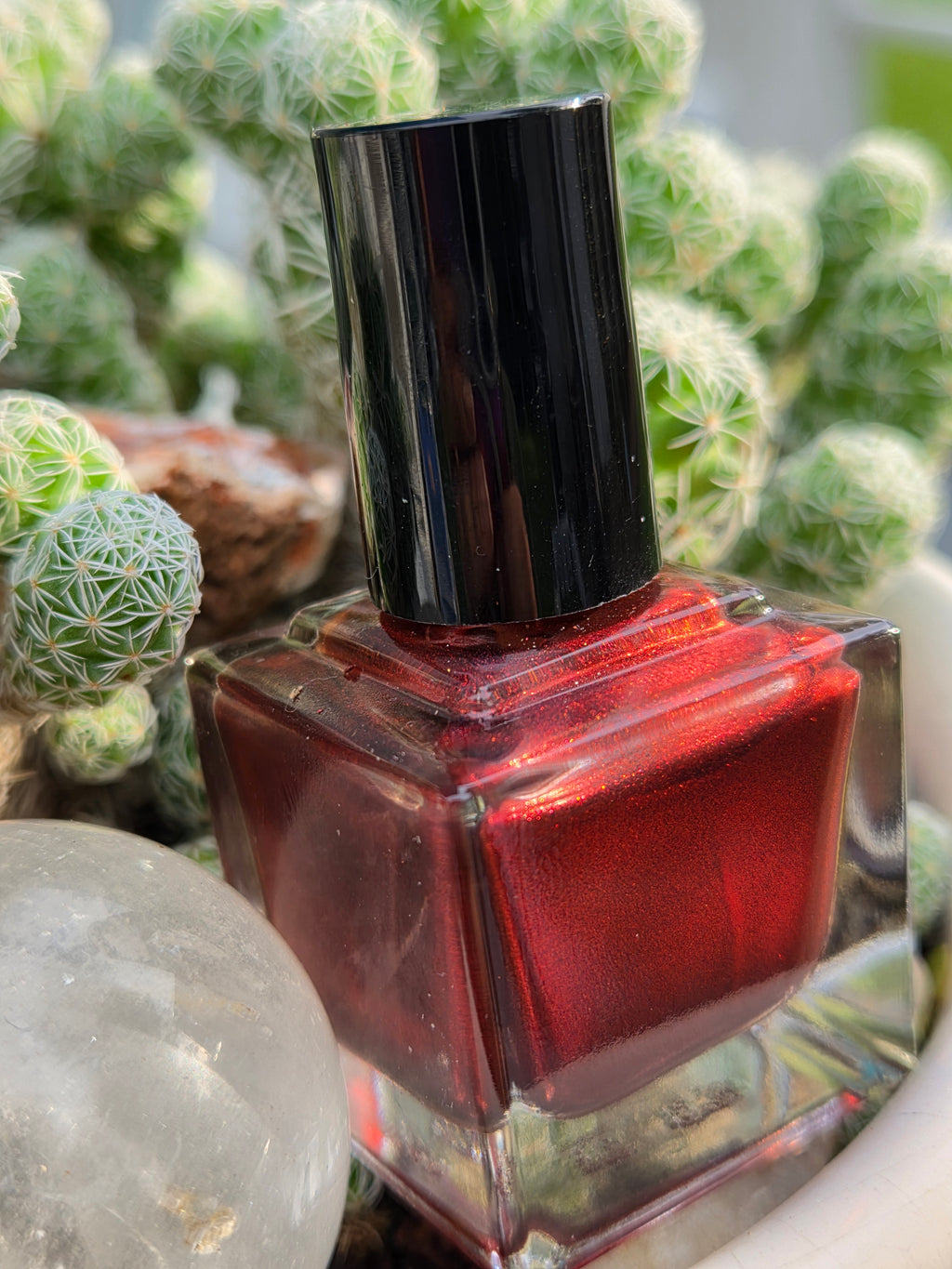 Incarnadine – Liquid Krystal Co. Indie Nail Polish | Black Jelly Base Metallic Crimson Red Shimmer Handmade Lacquer
